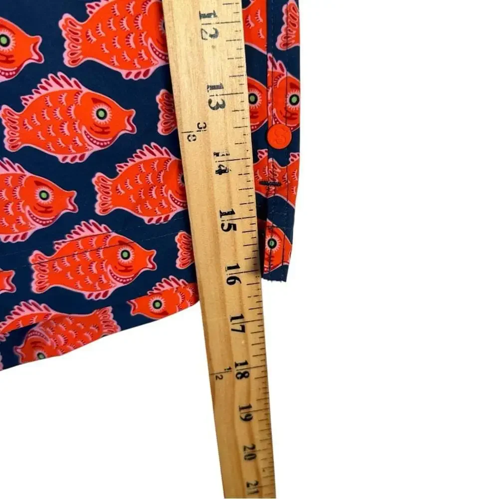 Swims Nuotare Swim Shorts Fish Print Ensign Blue Size Medium Drawstring Lined